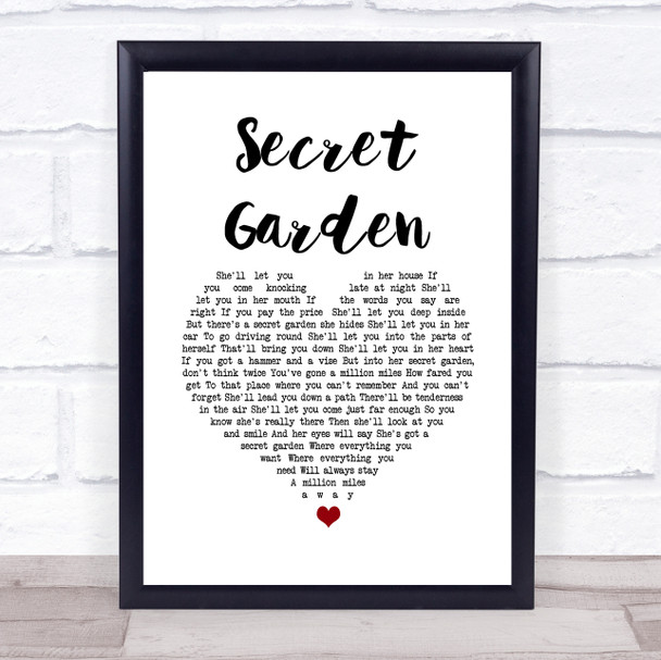 Bruce Springsteen Secret Garden White Heart Song Lyric Quote Music Print