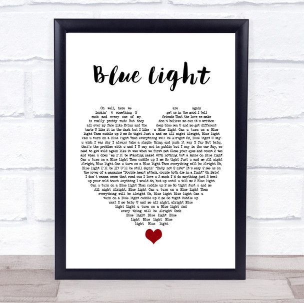 Prince And The New Power Generation Blue Light White Heart Song Lyric Quote Music Print