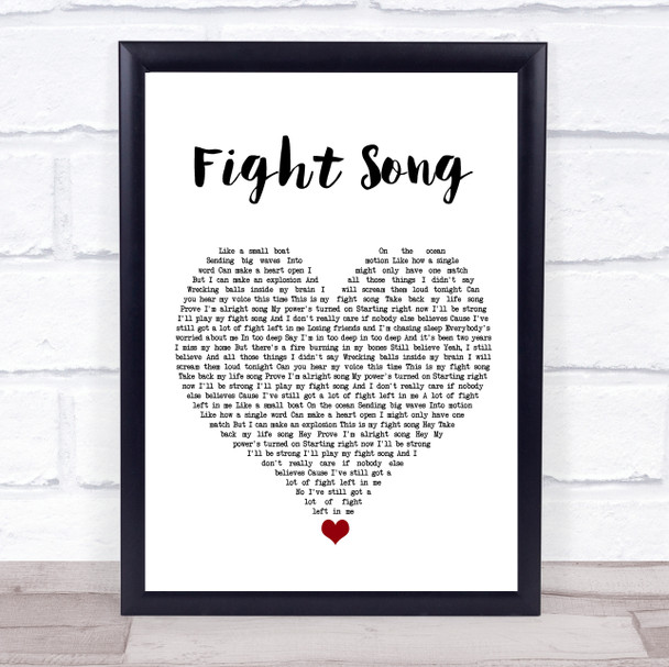 Rachel Platten Fight Song White Heart Song Lyric Quote Music Print