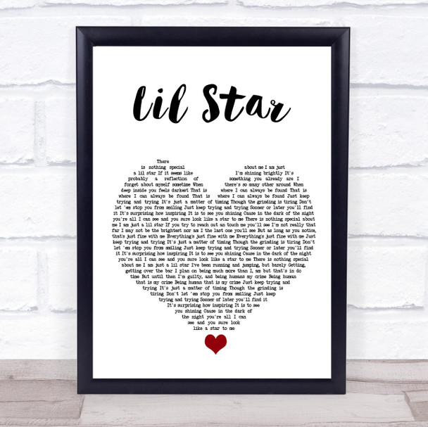 Kelis Lil Star White Heart Song Lyric Quote Music Print