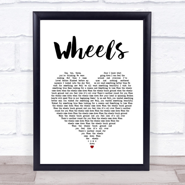 Foo Fighters Wheels White Heart Song Lyric Quote Music Print