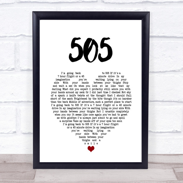 Arctic Monkeys 505 White Heart Song Lyric Quote Music Print