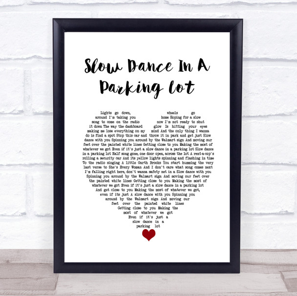 Jordan Davis Slow Dance In A Parking Lot White Heart Song Lyric Wall Art Print