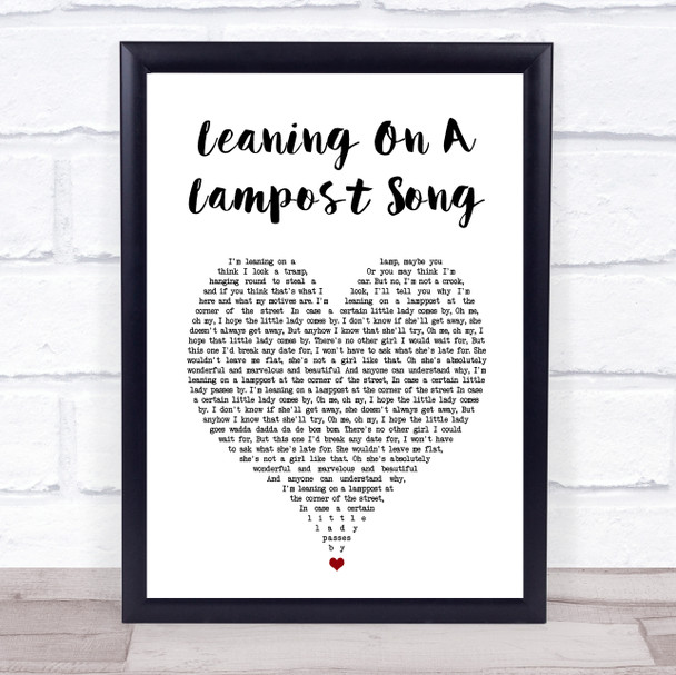 George Formby Leaning On A Lampost Song White Heart Song Lyric Wall Art Print