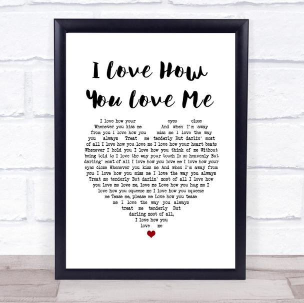 Bryan Ferry I Love How You Love Me White Heart Song Lyric Wall Art Print