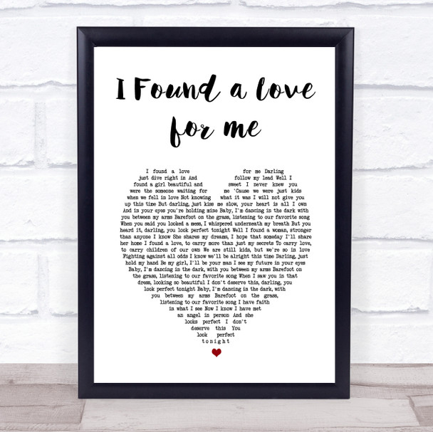 Ed Sheeran I Found a Love for me White Heart Song Lyric Wall Art Print