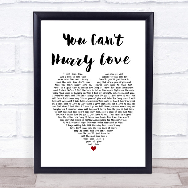 Phil Collins You Can't Hurry Love White Heart Song Lyric Wall Art Print