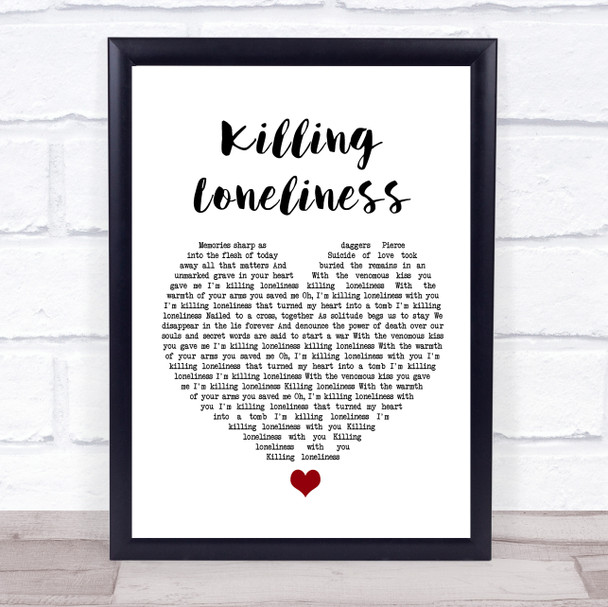 HIM Killing Loneliness White Heart Song Lyric Wall Art Print