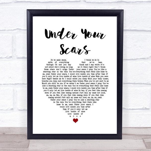 Godsmack Under Your Scars White Heart Song Lyric Wall Art Print