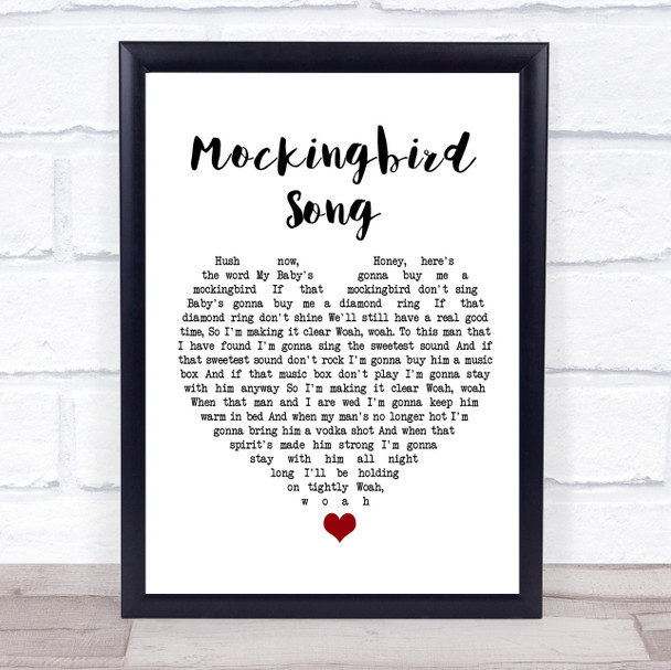 Katie Melua Mockingbird Song White Heart Song Lyric Wall Art Print
