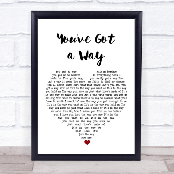 Shania Twain You've Got a Way White Heart Song Lyric Wall Art Print