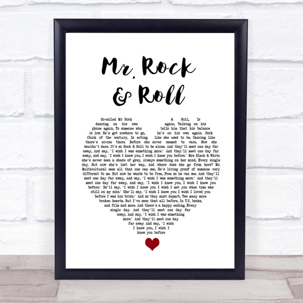 Amy Macdonald Mr. Rock & Roll White Heart Song Lyric Wall Art Print