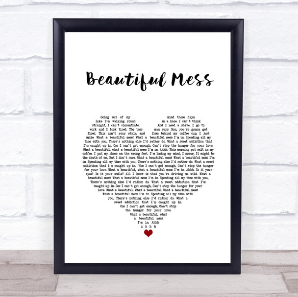 Diamond Rio Beautiful Mess White Heart Song Lyric Wall Art Print