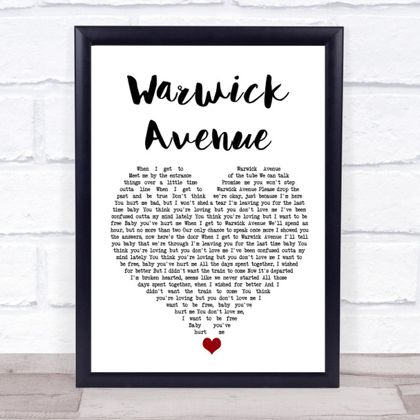 Duffy Warwick Avenue White Heart Song Lyric Wall Art Print