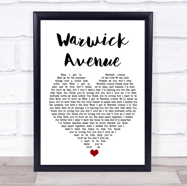 Duffy Warwick Avenue White Heart Song Lyric Wall Art Print