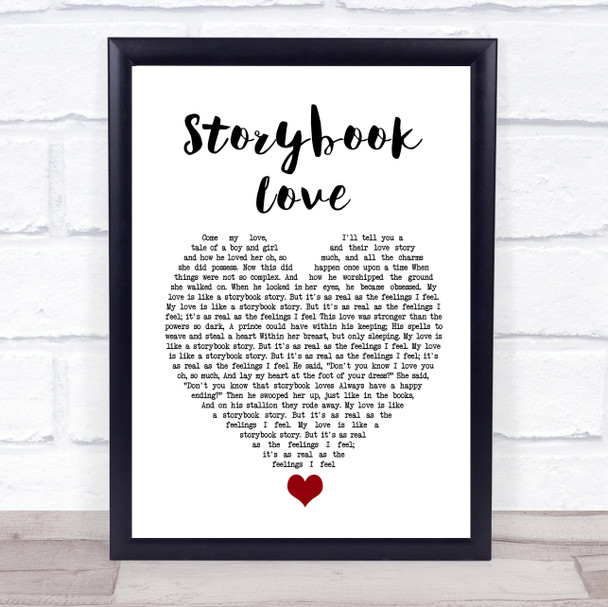 Mark Knopfler & Willy DeVille Storybook Love White Heart Song Lyric Wall Art Print