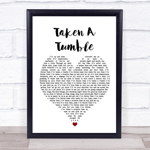 Stereophonics Taken A Tumble White Heart Song Lyric Wall Art Print