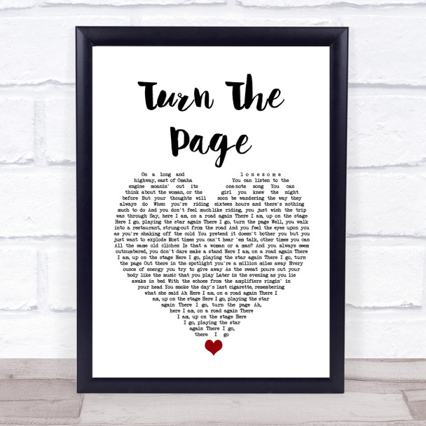 Bob Seger Turn The Page White Heart Song Lyric Wall Art Print