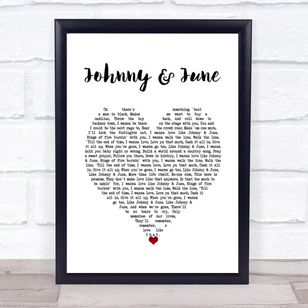 Heidi Newfield Johnny & June White Heart Song Lyric Wall Art Print