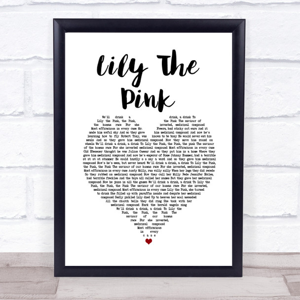 The Scaffold Lily The Pink White Heart Song Lyric Wall Art Print