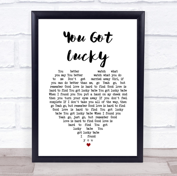 Tom Petty And The Heartbreakers You Got Lucky White Heart Song Lyric Wall Art Print