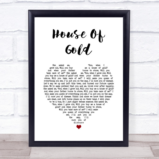 Twenty One Pilots House Of Gold White Heart Song Lyric Wall Art Print