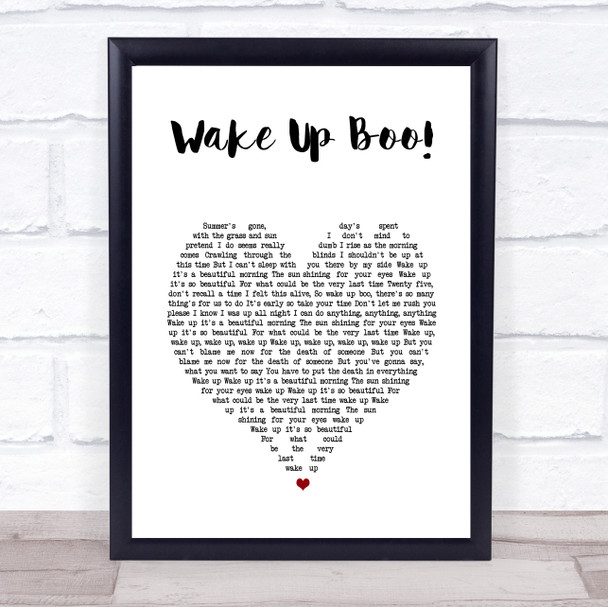 The Boo Radleys Wake Up Boo! White Heart Song Lyric Wall Art Print