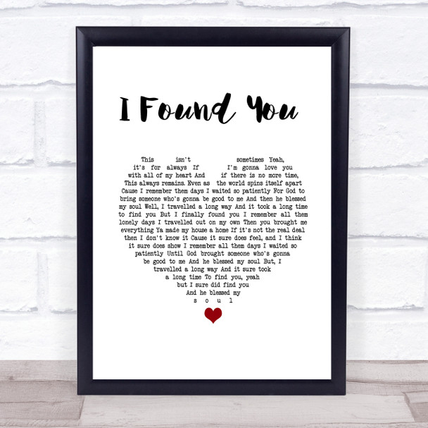 Alabama Shakes I Found You White Heart Song Lyric Wall Art Print