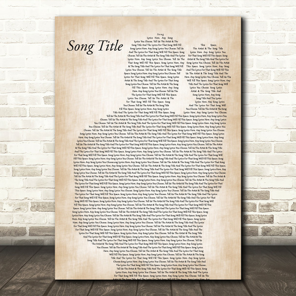 Any Song Lyrics Custom Father & Baby Song Lyric Print