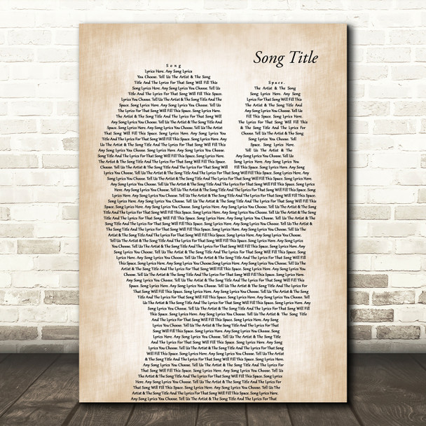 Any Song Lyrics Custom Mother & Baby Song Lyric Print