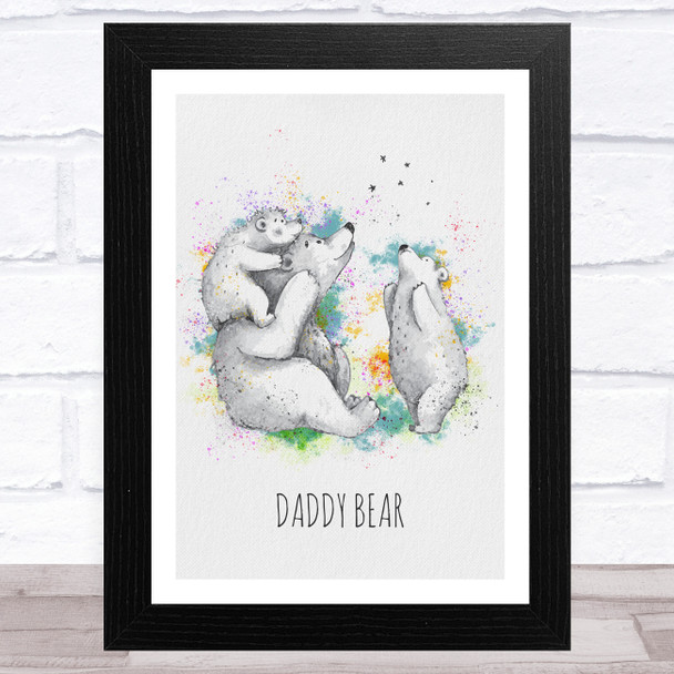 Daddy Bear Watercolour Dad Father's Day Gift Wall Art Print