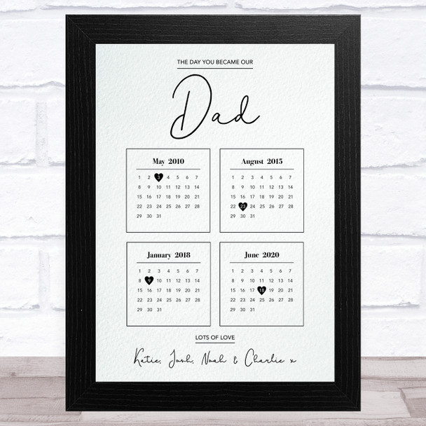 Calendar 4 Children Day You Became My Dad Personalized Father's Day Gift Print