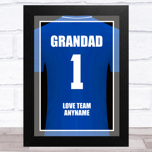 Grandad No.1 Football Shirt Blue Personalized Dad Father's Day Gift Print
