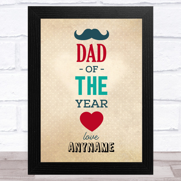 Hipster Dad Of The Year Personalized Dad Father's Day Gift Wall Art Print