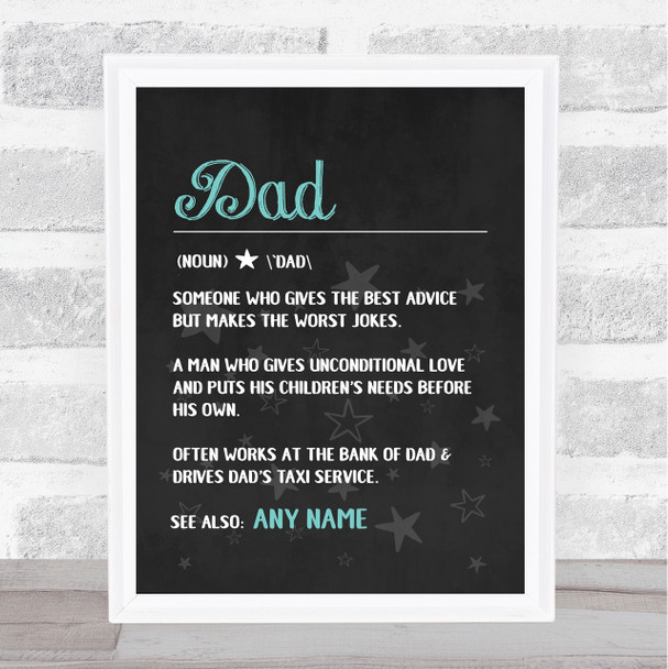 Dad Dictionary Definition Chalk Personalized Dad Father's Day Gift Print