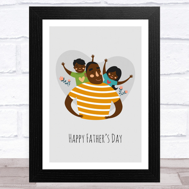 Dad, Son & Daughter Design 10 Personalized Dad Father's Day Gift Wall Art Print