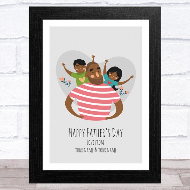Dad, Son & Daughter Design 9 Personalized Dad Father's Day Gift Wall Art Print