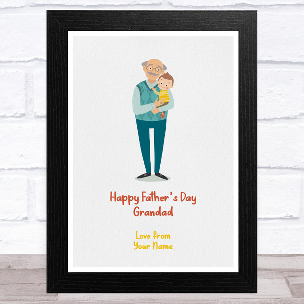 Happy Father's Day Grandad Light Skin Grey Hair Personalized Father's Day Print