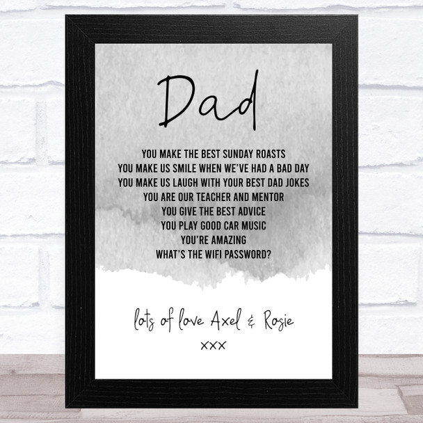 Grey Dad Personalized Dad Father's Day Gift Wall Art Print