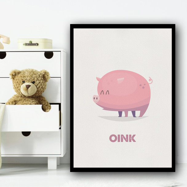 Pig Cartoon Simple Wall Art Print