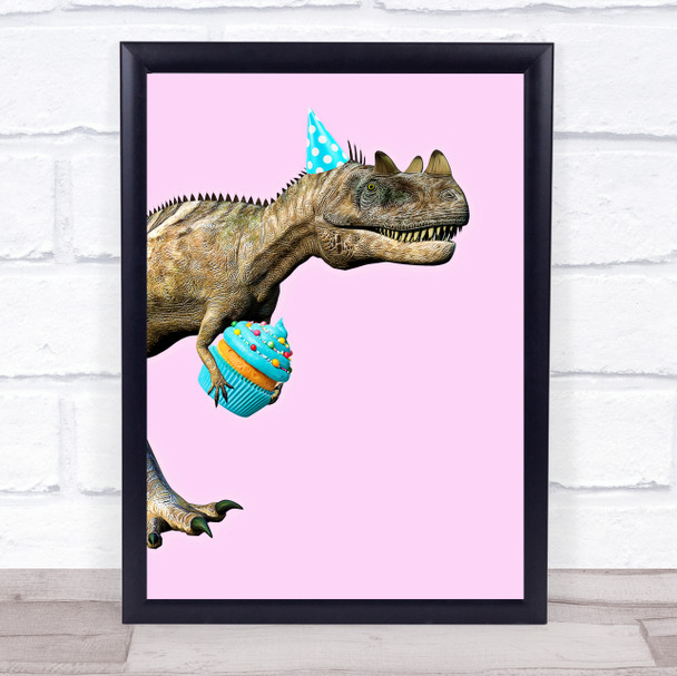 T Rex Dinosaur Cupcake Party Hat Wall Art Print