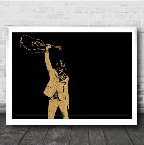 Richard Ashcroft Stage Guitar Silhouette Black & Grunge Wall Art Print