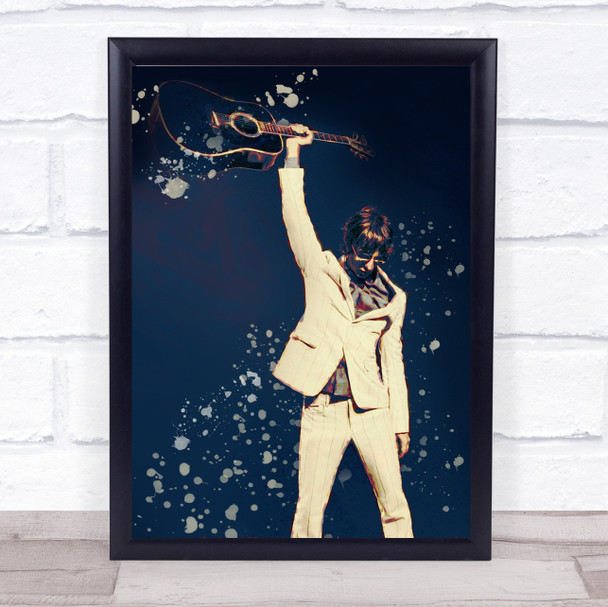 Richard Ashcroft Guitar Blue Fade Splatter Wall Art Print