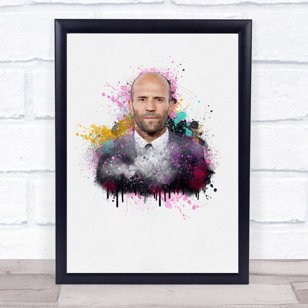 Jason Statham Watercolor Splatter Drip Wall Art Print
