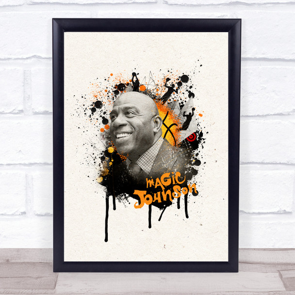 Magic Johnson Watercolor Splatter Drip Wall Art Print