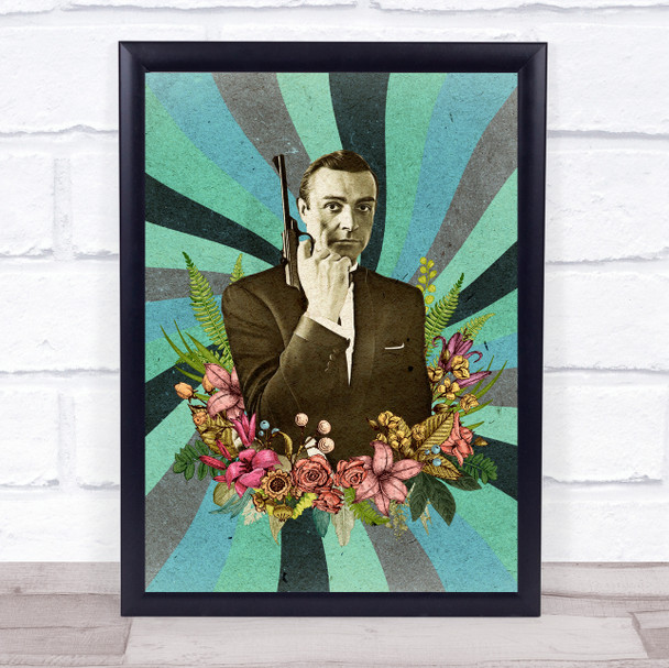 Sean Connery Hippie Floral Watercolor Wall Art Print