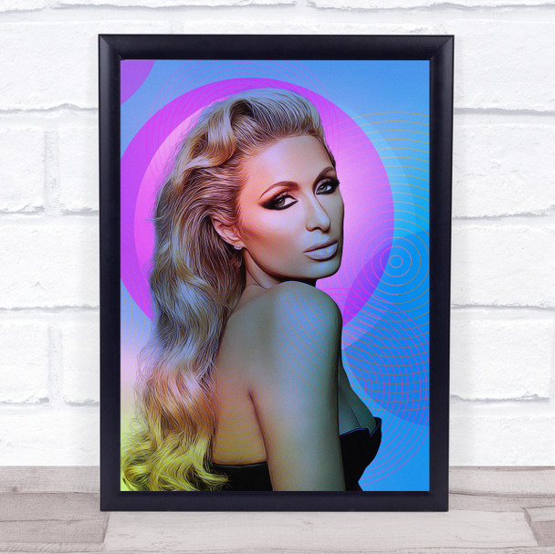 Paris Hilton Pink Blue Circle Pop Art Wall Art Print