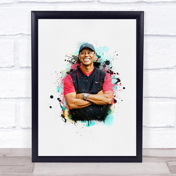 Tiger Woods Watercolor Splatter Drip Wall Art Print