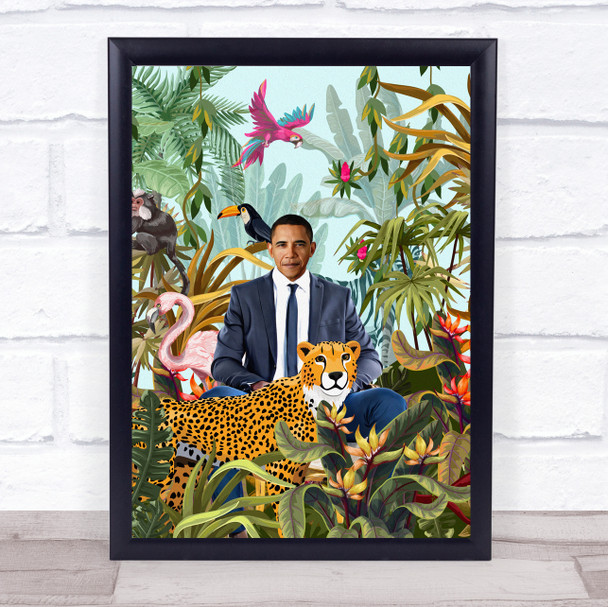 Barack Obama Jungle Wildlife Animals Wall Art Print