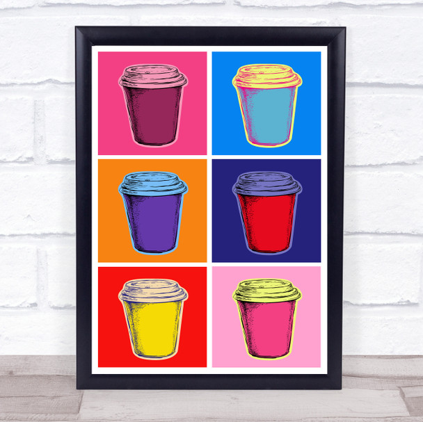 Coffee Take Out Cups X6 Pop Art Wall Art Print